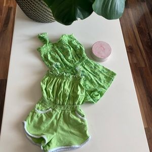 2 Green rompers